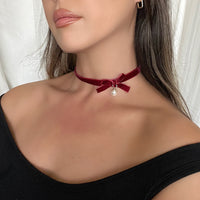 Velvety Bow Tie Choker