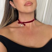 Velvety Bow Tie Choker