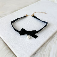 Velvety Bow Tie Choker