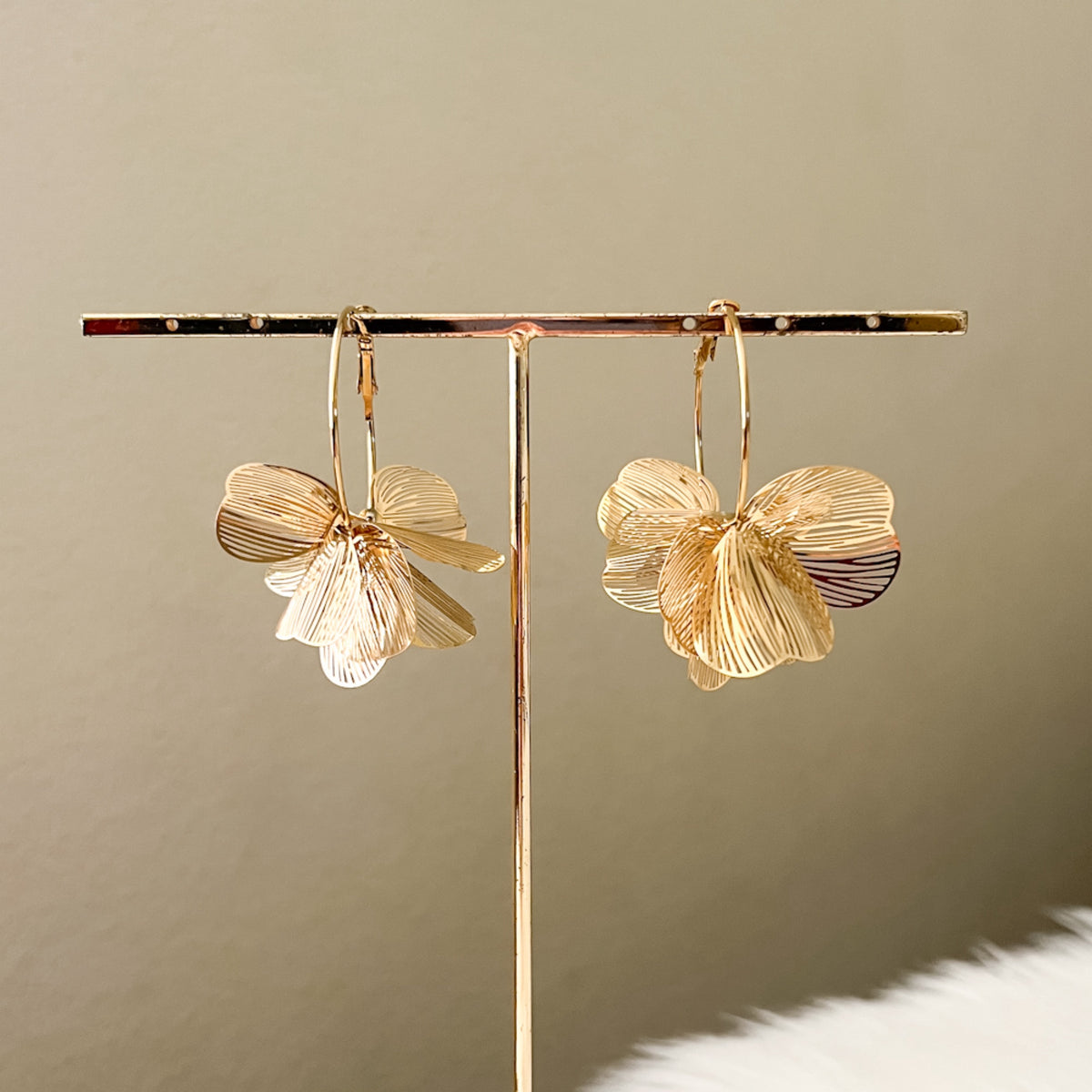 Golden Petals Statement Hoop Earrings