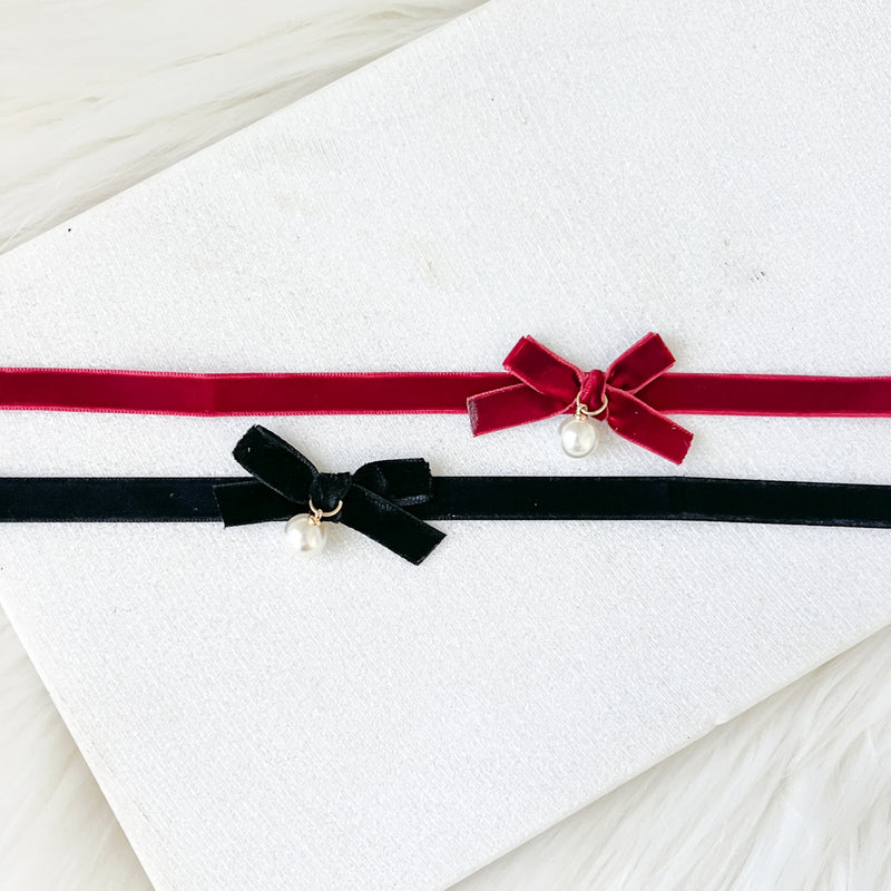 Velvety Bow Tie Choker