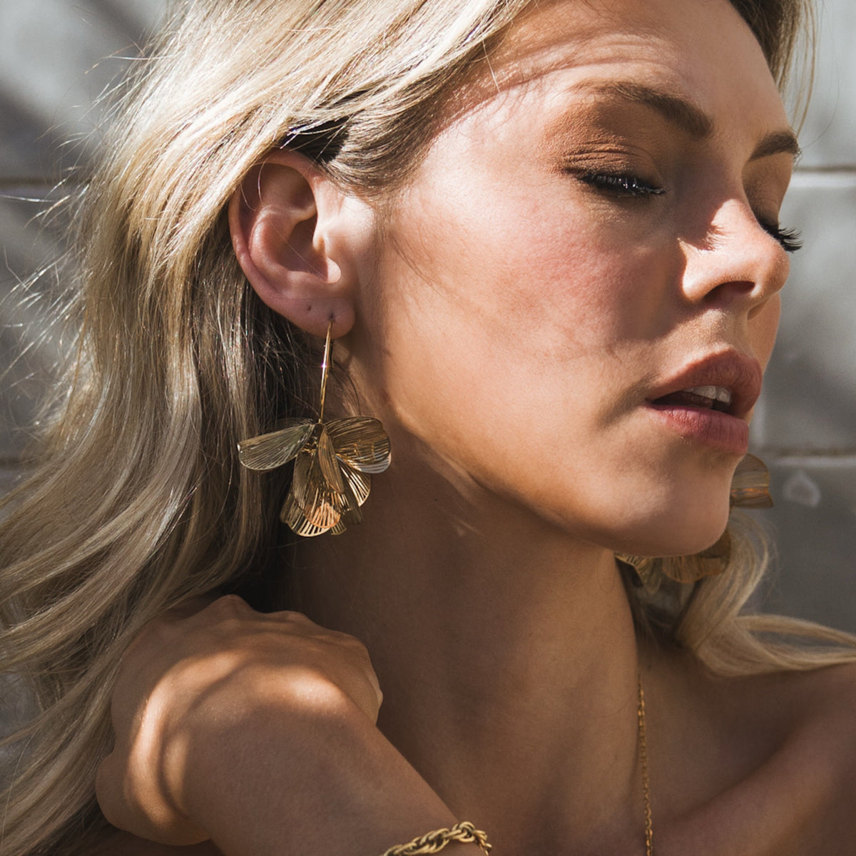 Golden Petals Statement Hoop Earrings