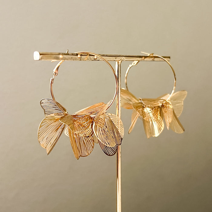 Golden Petals Statement Hoop Earrings