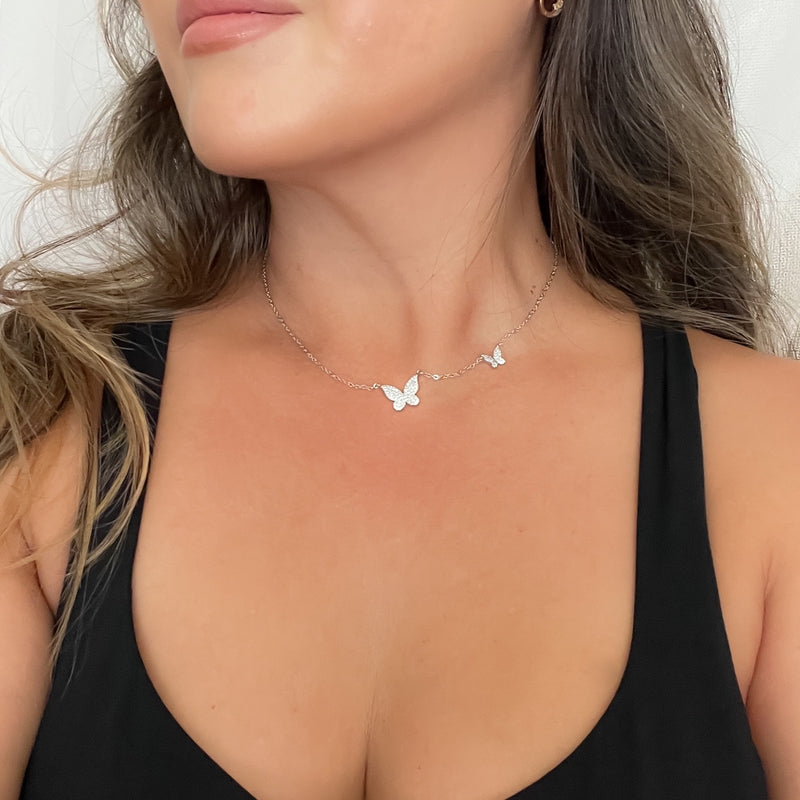 Flatfoosie Charm Crystal Butterfly Pendant Necklace Luxury Rhinestone  Shining Tennis Chain Choker Necklace For Women Jewellery - Necklace -  AliExpress