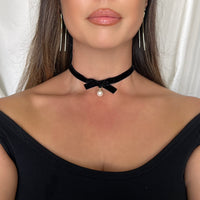 Velvety Bow Tie Choker