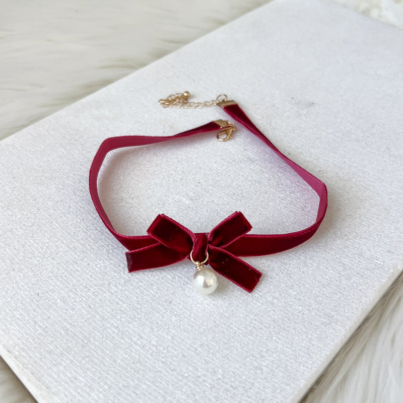 Velvety Bow Tie Choker