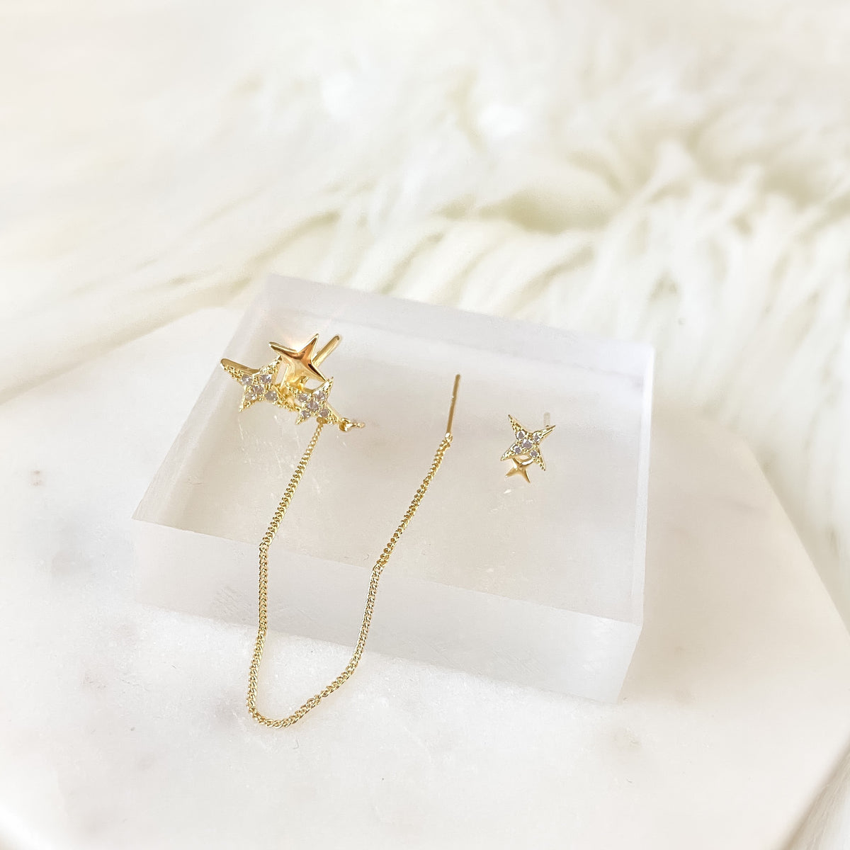 Noelle Star Chained Cuff + Stud Earrings-Earrings-The Songbird Collection