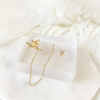 Noelle Star Chained Cuff + Stud Earrings-Earrings-The Songbird Collection