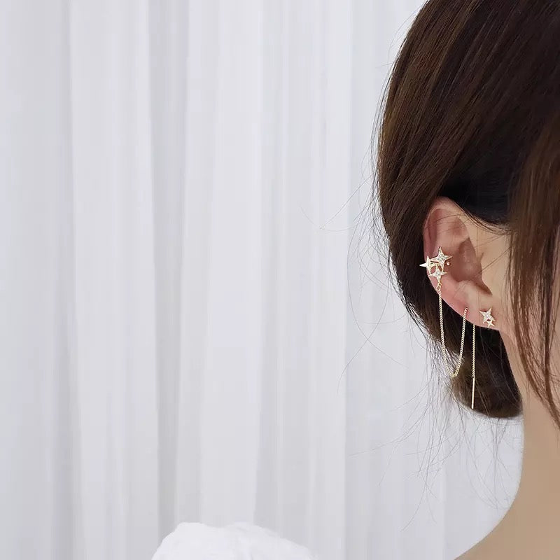 Noelle Star Chained Cuff + Stud Earrings-Earrings-The Songbird Collection