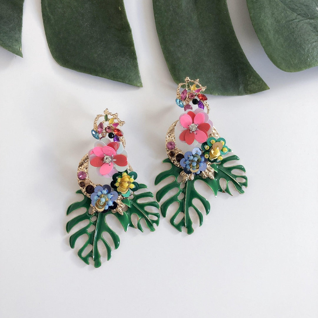 Palm Leaf Earrings, Tropical Palm Leaf Earrings 2024 , Leaf Earrings , Statement Earrings