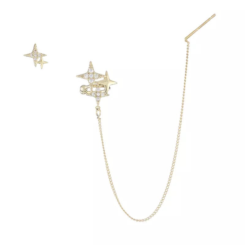 Noelle Star Chained Cuff + Stud Earrings-Earrings-The Songbird Collection