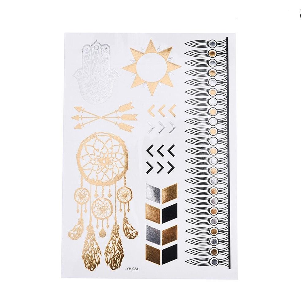 Wrapables Large Metallic Gold Silver and Black Body Art Temporary Tattoos,  Show Me the Way Natural - Yahoo Shopping