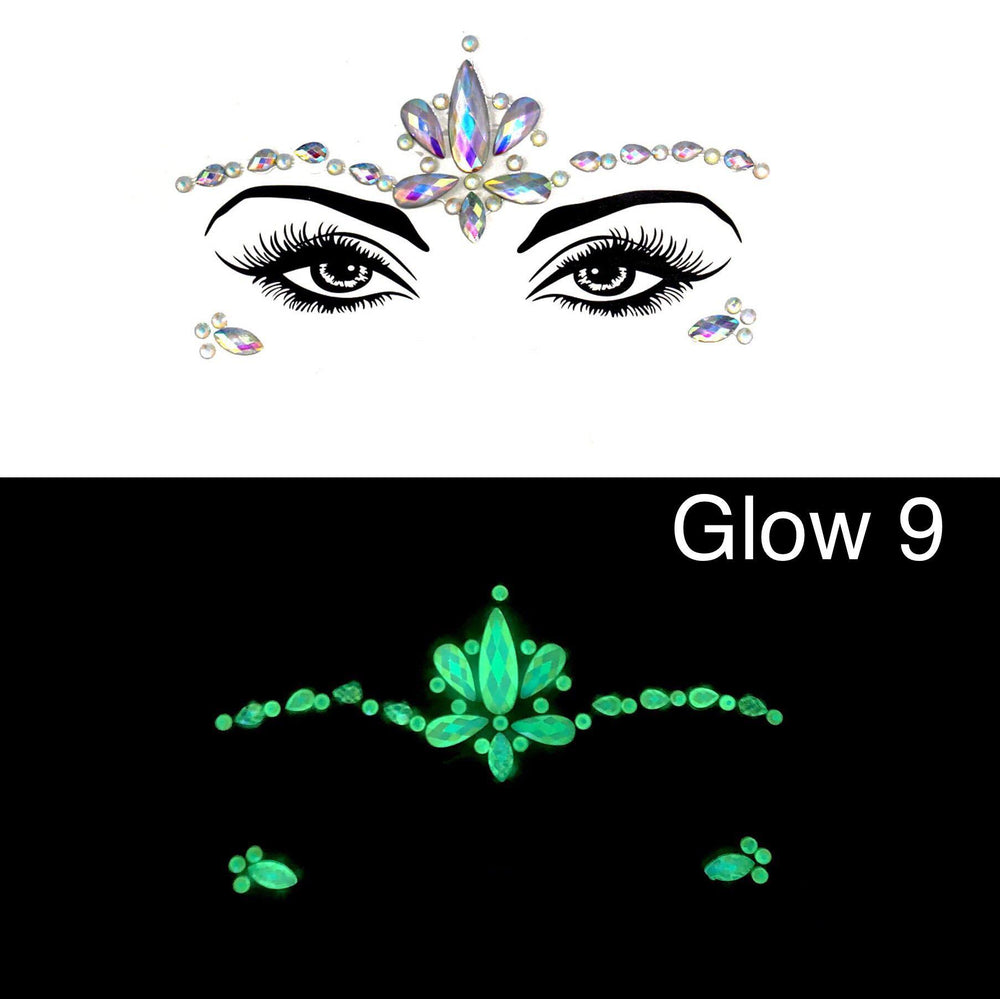 Luminous Face Gems, 8Sets Noctilucent Face Jewels Stick on Eyes Glow In  Dark