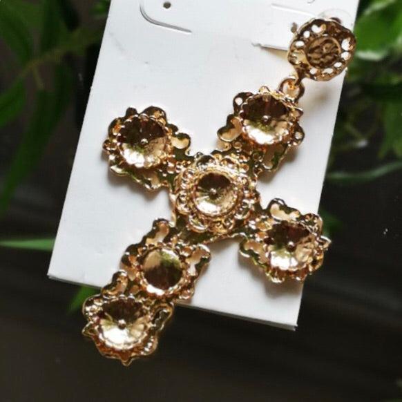 18k Plated Hollow Cross Pendant Earrings Women - Temu